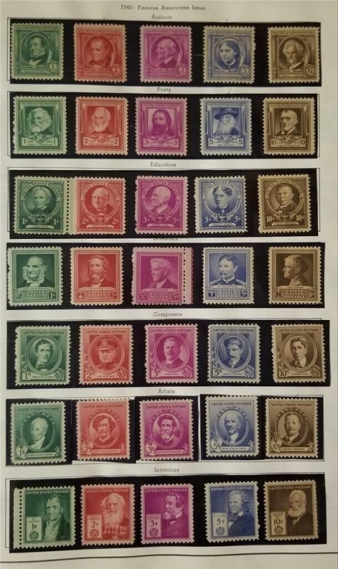FAMOUS AMERICANS - MNH OG US Stamp Set Scott 859-893 z5730 