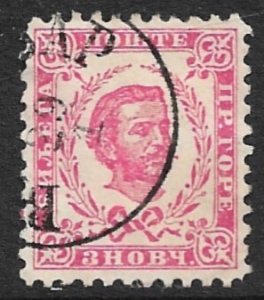 MONTENEGRO 1894-98 3n Prince Nicholas I P.10 1/2 Sc 34 VFU