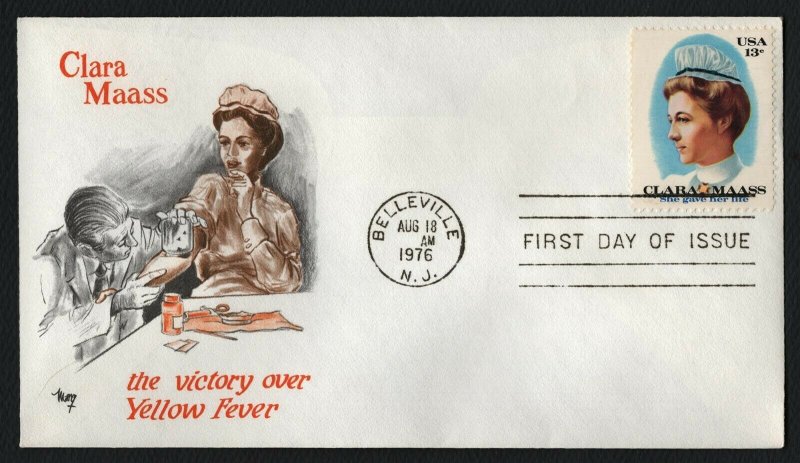 #1699 13c Clara Maass, Marq FDC **ANY 5=FREE SHIPPING** 