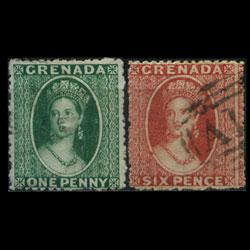 GRENADA 1861 - Scott# 1-2 Queen Unwmk Set of 2 Used