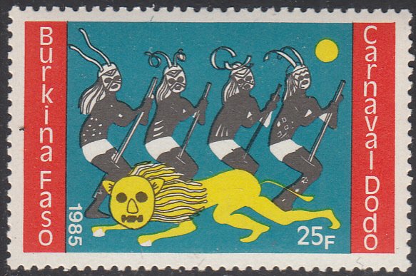 Burkina Faso 1986 MNH Sc #756 25fr Lion, 4 dancers Dodo Carnival