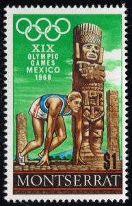 Montserrat #202 Runner and Toltec Sculptures; MNH