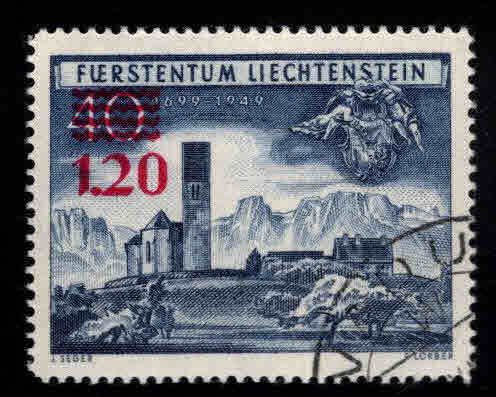 Liechtenstein Scott 265 Used surcharged stamp collector mark on back