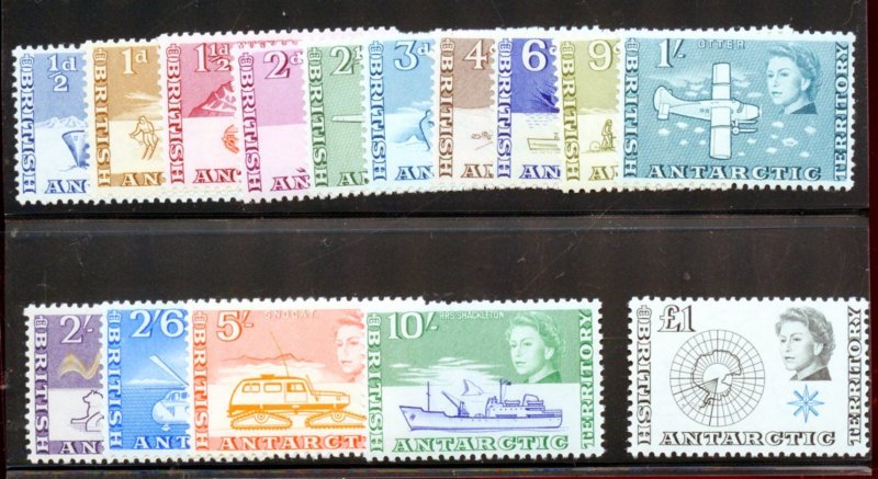 BRITISH ANTARCTIC TERRITORY SCOTT # 1-15 MINT NEVER HINGED
