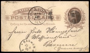 USA 1886 Germany Duqoin IL Transatlantic Cover Postal Stationery Entire G83228