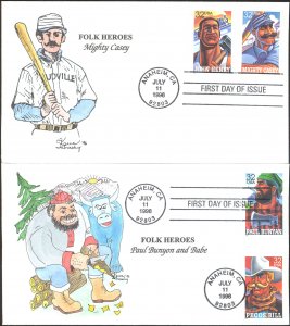 #3083-86 Folk Heroes Karen's FDC Set