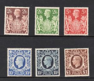 GB George VI 1939 Definitive set of 6 lightly hinged. 