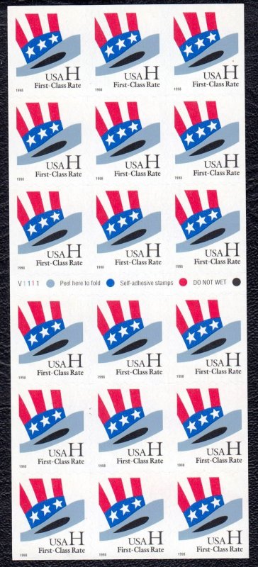 United States 1998 Sam's Hat Complete MNH Booklet Pane (Under FV $5.94) ...