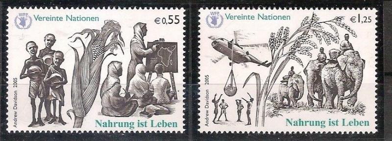 United Nations Vienna 2005 Food for Life SC#373-374 MNH