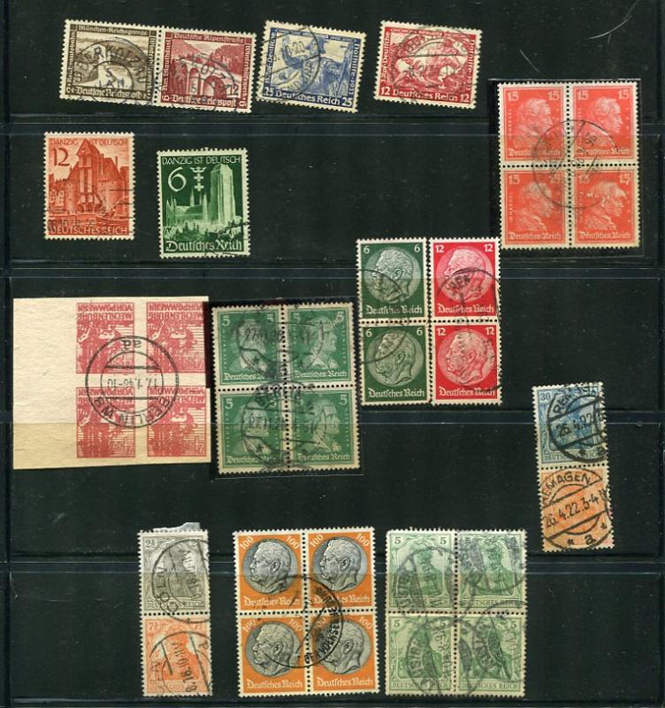 Germany 1915 and up Accumulation Single. Block of 4 Combination  Used  2196hs