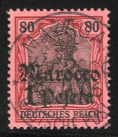German Colonies, German Offices in Morocco #28 Cat$18, 1905 1p on 80pf, used