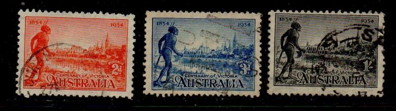 Australia Sc  142-4 1934 Yarra Yarra Tribesman stamp set used