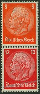 Germany 1933 Hindenburg Michel S112 MH Wmk Net Se-Tenant Zusammendruck 53327