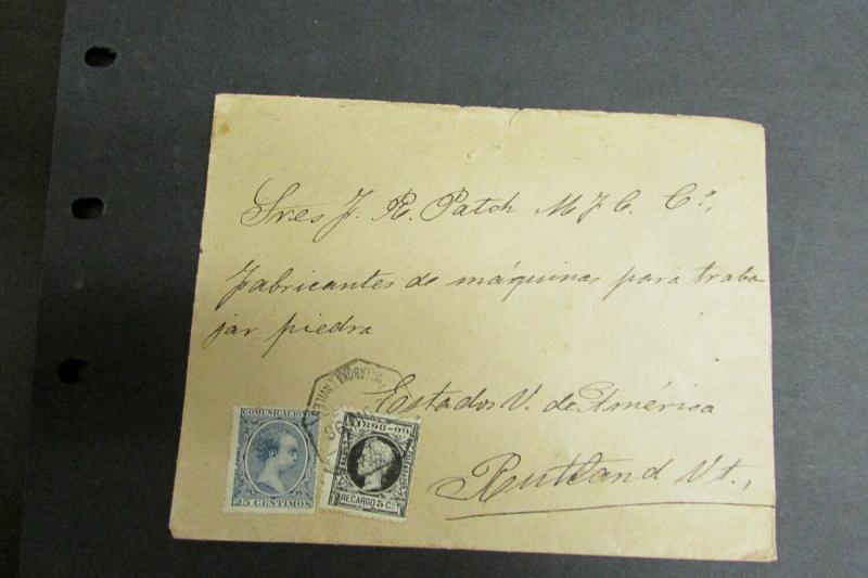 US Stamps Very Rare Multi Usage Spain 1898 Cover to Rutland VT 