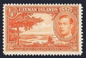 Cayman 100a two stamps, MNH. Mi 101. King George VI, Beach view, Grand Cayman.