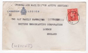 GB 1953 Neat Canadian Legion OAS cover to 2-way Family Favourites BBC, FPO946