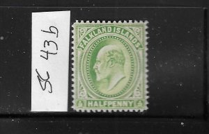 FALKLAND IS SCOTT #22 1/2P (SG 43B-PALE YELLOW GREEN)-THICK PAPER - MINT LH