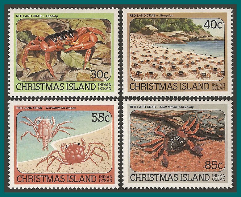 Christmas Island 1984 Red Land Crab, MNH  #148-151,SG181-SG184
