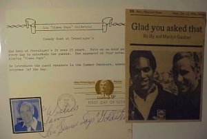 US AUTOGRAPH LOU SIMON SAYS GOLDSTEIN 1975 PRICETON NEW JERSEY