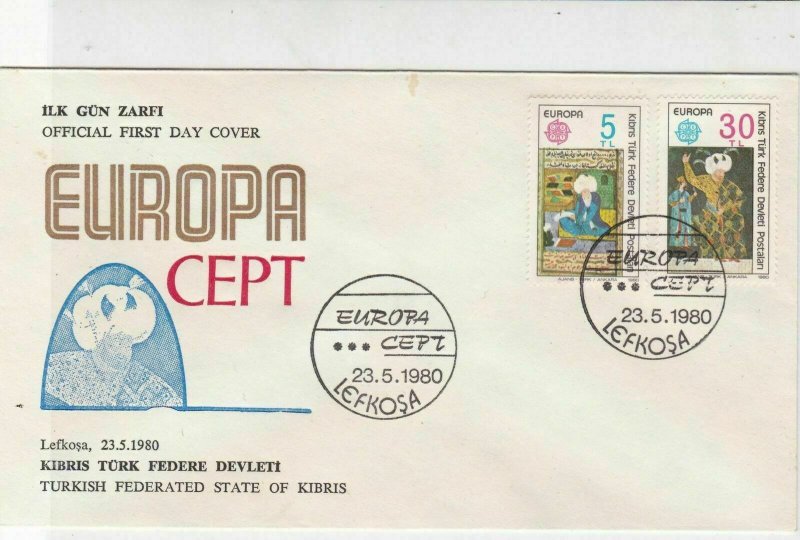 Turkish Federated Cyprus 1980 Europa CEPT Man in Turban FDC Stamps Cover Rf23625