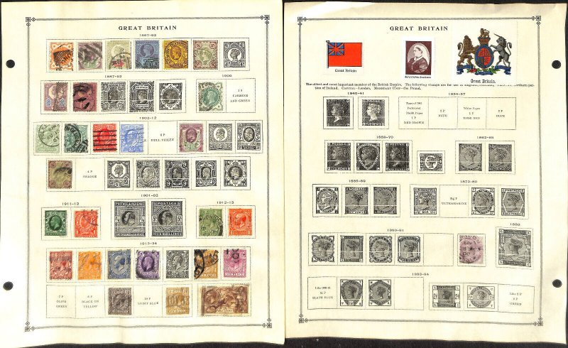 Great Britain Stamp Collection on 25 Scott International Pages, 1840-1959 (BD)