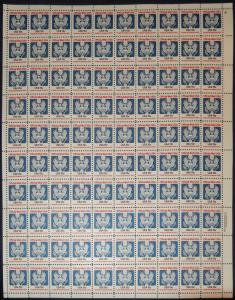 US #O129 SHEET, 13c sheet of 100, VF mint never hinged,  $13 face value,  RAR...