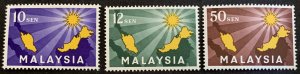 MALAYSIA 1963 INAUGURATION OF FEDERATION SG1/3 LIGHTLY MOUNTED MINT