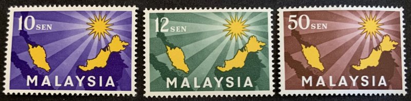 MALAYSIA 1963 INAUGURATION OF FEDERATION SG1/3 LIGHTLY MOUNTED MINT