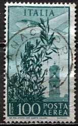 Italy; 1955: Sc. # C132 Used Wmk. 303 Single Stamp​ +