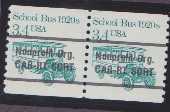 2123a School Bus F-VF MNH transportaion coil pair