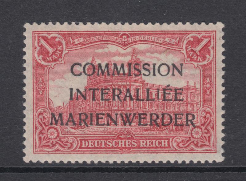 Marienwerder Mi 21.II.a MLH. 1920 1m Berlin GPO w/ 3-line ovpt, Cert.