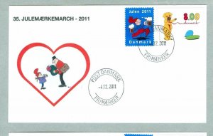 Denmark Cover Cachet  # 35  Christmas Seals Walk 2011.. Santa,Beer.