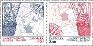 Denmark 2013 Trade Agreement 350 joint with France Set of 2 stamps MNH