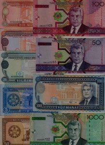 Turkmenistan 9 banknotes/ unc. (4)