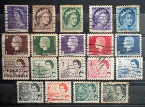 CANADA 1954-73 Small Collection of QEII 19V used (some has tonings) C5427