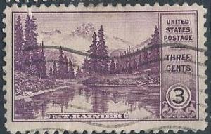 US 742 (used) 3¢ Mt. Rainier (1934)