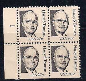 Plt Blk Sc# 1862 Harry Truman MNH #1 LL