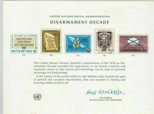u.n. disarmament decade signed souvenir  card  ref 7783