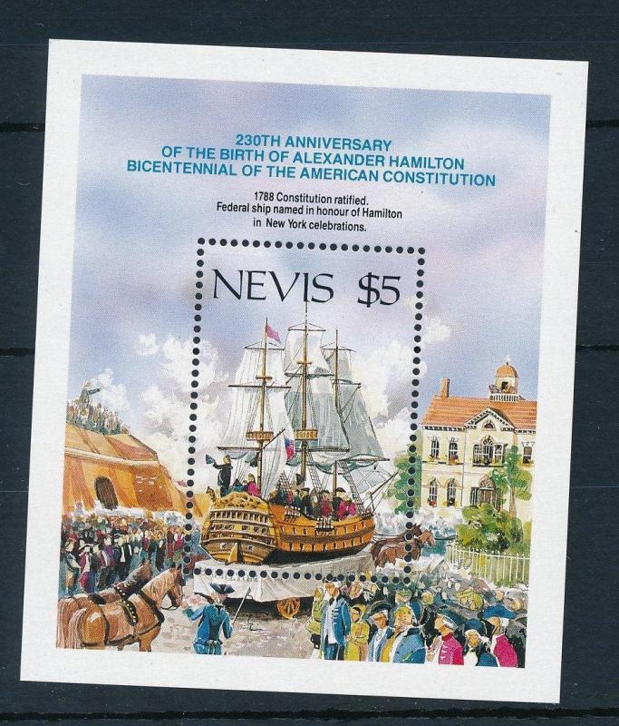 [15048] Nevis 1987 Bicentenial American constitution Ships S/S MNH