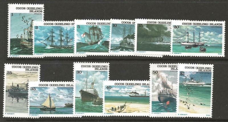 COCOS (KEELING) ISLANDS SG20/31 1976 SHIPS MNH 