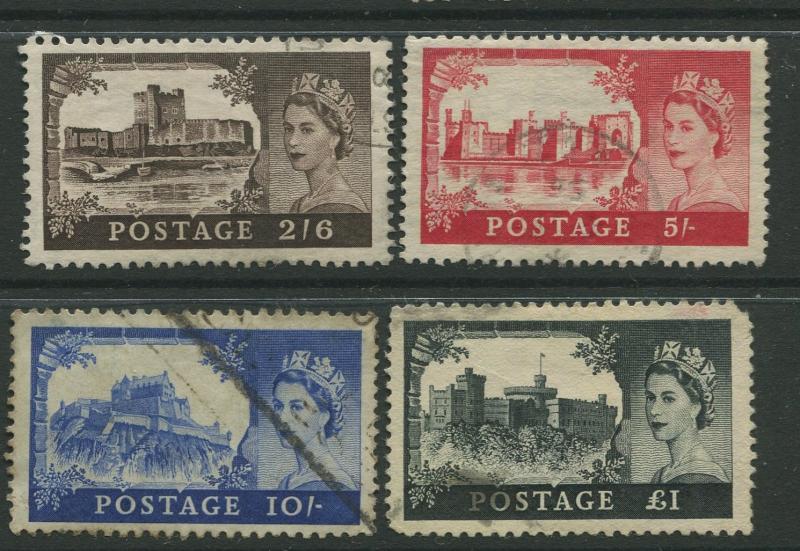 STAMP STATION PERTH Great Britain #309-312 QEII Castle Definitive Used CV$52.50.