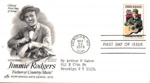 US 1755 Jimmie Rogers Artcraft Typed FDC