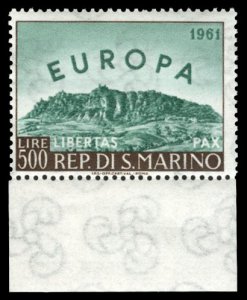 San Marino #490 Cat$30, 1961 Europa, sheet margin single, never hinged