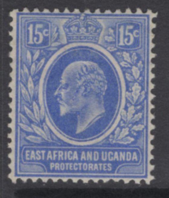 KENYA, UGANDA & TANGANYIKA SG39 1907 15c BRIGHT BLUE HEAVY MTD MINT