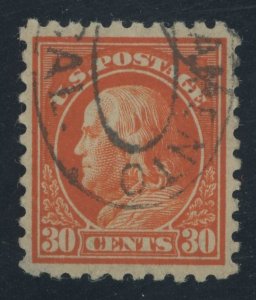 USA 439 - 30 cent Perf 10 Single Line Wmk - VF/XF App used - thin spot