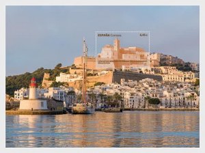 Spain 2023 World Heritage Urban Ensembles Ibiza Lighthouse Fortress block MNH