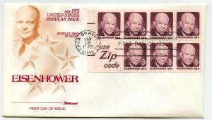 1395d S5 Dwight D Eisenhower Zip Code pane of 7 hor EE tab Fleetwood FDC