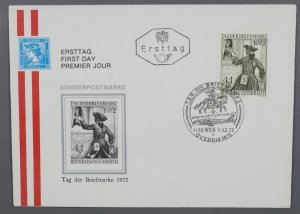 Austria #B328 First Day Cover Stamp Day 1972 Local Post Carrier