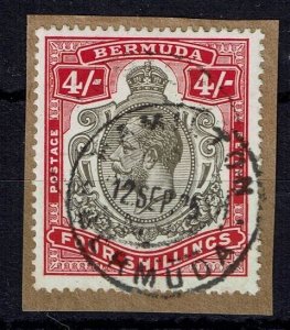 BERMUDA SG52b 1920 4/= BLACK & CARMINE USED ON PIECE (d)