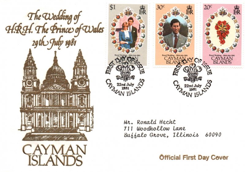 Cayman Islands 659-660 Royal Wedding Typed FDC